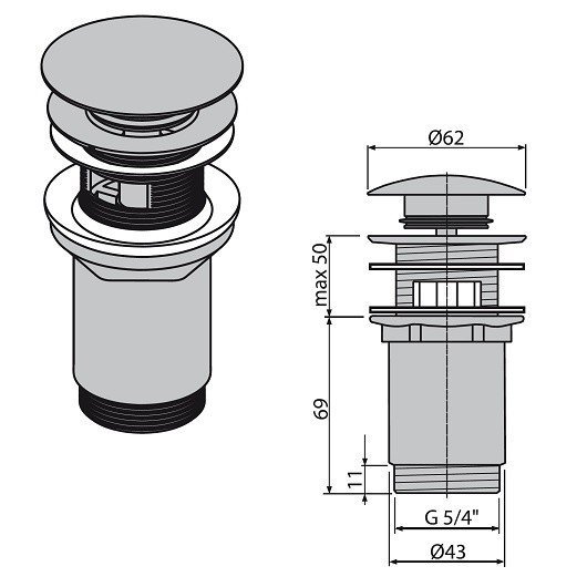 Ravak X01748 Выпуск для раковины с переливом (чёрный матовый), купить в ...