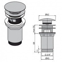 Ravak X01748 Выпуск для раковины с переливом (чёрный матовый), купить в ...