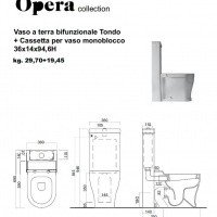 Cielo OPERA (tonda) OPVAT+OPCM: унитаз напольный OPVAT, в комплекте с керамическим бачком OPCM, оснащенным механизмом GEBERIT SHMEC, с функцией двойного смыва, в комплекте с сидением и крышкой CPVOPTF, оборудованными механизмом плавного закрытия (soft-clo