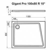 Ravak Gigant Pro 10° XA05A40101P Душевой поддон 1000*800 мм (белый)