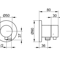 Keuco Ixmo 59548011101 Переключающий вентиль | дивертор на 3 положения с подключением душевого шланга - внешняя часть (хром)