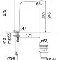 NOBILI Seven SE124128/2BM Высокий смеситель для раковины (чёрный матовый)