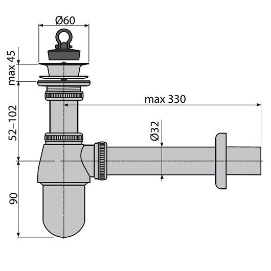 AlcaPlast A437 Сифон для раковины (хром), купить в интернет-магазине ...