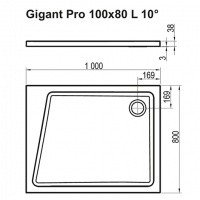 Ravak Gigant Pro 10° XA05A40101L Душевой поддон 1000*800 мм (белый)