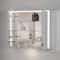 Keuco Royal Lumos 14304172301 Зеркальный шкаф с подсветкой 100*74 см (алюминий | белый)