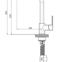 GPD Pedra MES160 Высокий смеситель для кухни с вытяжным изливом (хром)