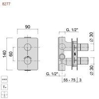 Giulini Futuro F8276BROP Термостат для ванны - комплект с внутренним механизмом (бронза матовая)