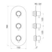 Cisal Less New LN01V20021 Термостат для ванны на 2 потребителя - внешняя часть (хром)