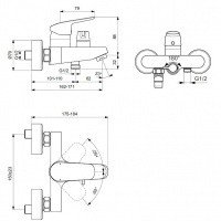 B1740AA Ideal Standard CeraFlex Настенный смеситель для ванны (хром)
