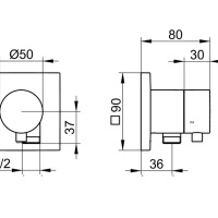Keuco Ixmo 59548371102 Переключающий вентиль | дивертор на 3 положения с подключением душевого шланга - внешняя часть (чёрный матовый)