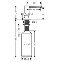 Hansgrohe 40468800 Дозатор для жидкого мыла встраиваемый (нержавеющая сталь)