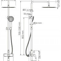 WasserKRAFT Sauer A17101 Душевая система - комплект со смесителем с функцией наполнения ванны (золото)
