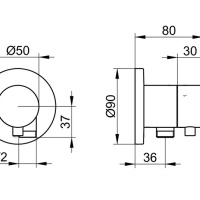 Keuco Ixmo 59549011101 Запорный вентиль с переключателем на 3 положения и подключением душевого шланга - внешняя часть (хром)