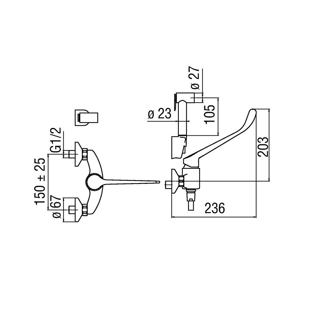 Nobili ASRD130/3CCR Локтевой смеситель с гигиеническим душем (хром ...