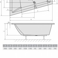 Акриловая ванна ALPEN Triangl 180 L 19611, гарантия 10 лет, асимметричная форма, объём 350 литров, цвет - euro white (европейский белый)