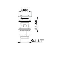 Cisal ZA00162040 Сливной гарнитур | донный клапан - для раковин с переливом (чёрный матовый)