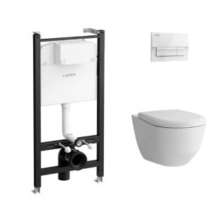 Laufen Pro Z.RU93.0.771.6 Система инсталляции в комплекте с подвесным унитазом и клавишей смыва (белый)