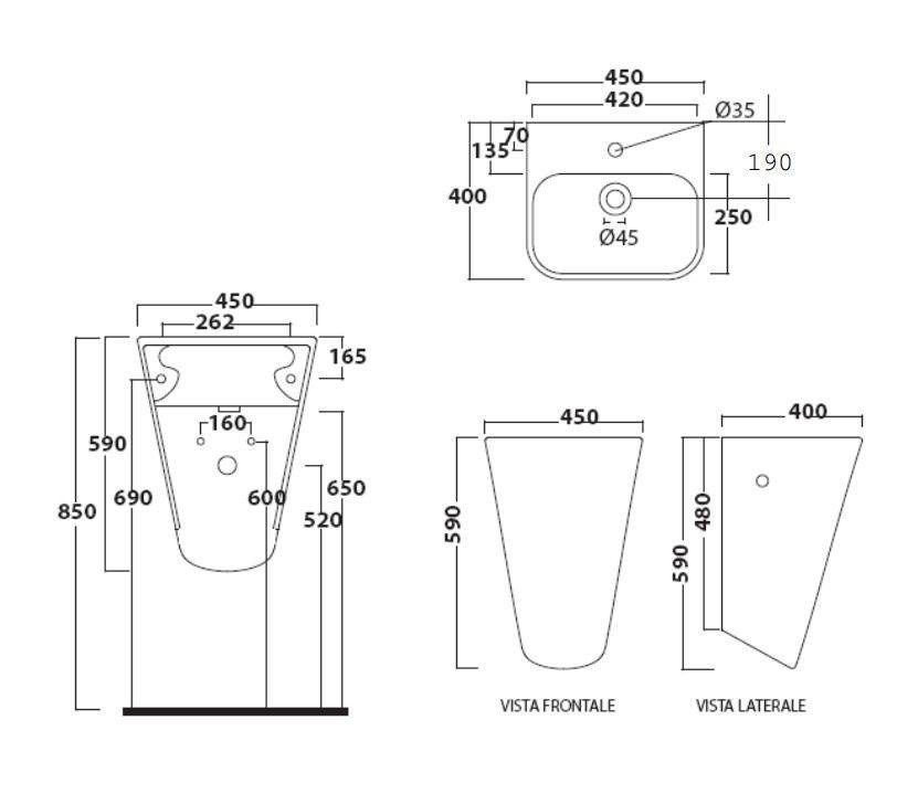 Galassia Meg11 5407SF Раковина подвесная на 45 см, в интернет-магазине ...