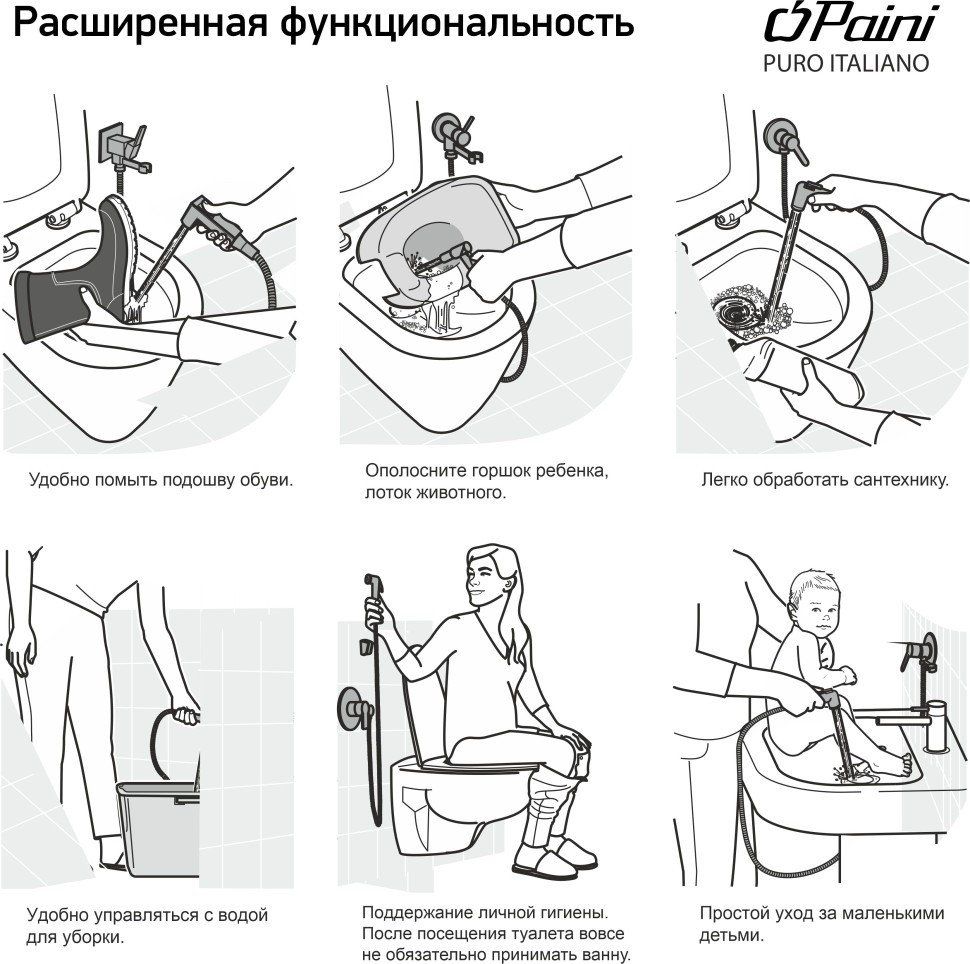 PAINI Isola ISCR442 Гигиенический душ со смесителем (хром), купить в ...