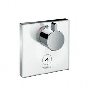 Термостатический смеситель для душа 15735400 Hansgrohe ShowerSelect Glass (белый, хром)