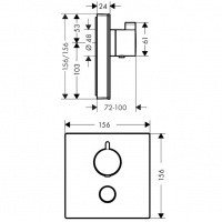 Термостатический смеситель для душа 15735400 Hansgrohe ShowerSelect Glass (белый, хром)