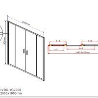 Vincea Garda VDS-1G2200CL Душевая дверь 2000*1900 мм (профиль хром | витраж прозрачное стекло)