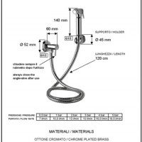 Remer Minimal 332REL Гигиенический душ - комплект с запорным вентилем (хром)