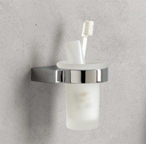 KLUDI A-XES 4897505 - Стакан для зубных щеток (хром | матовое стекло)