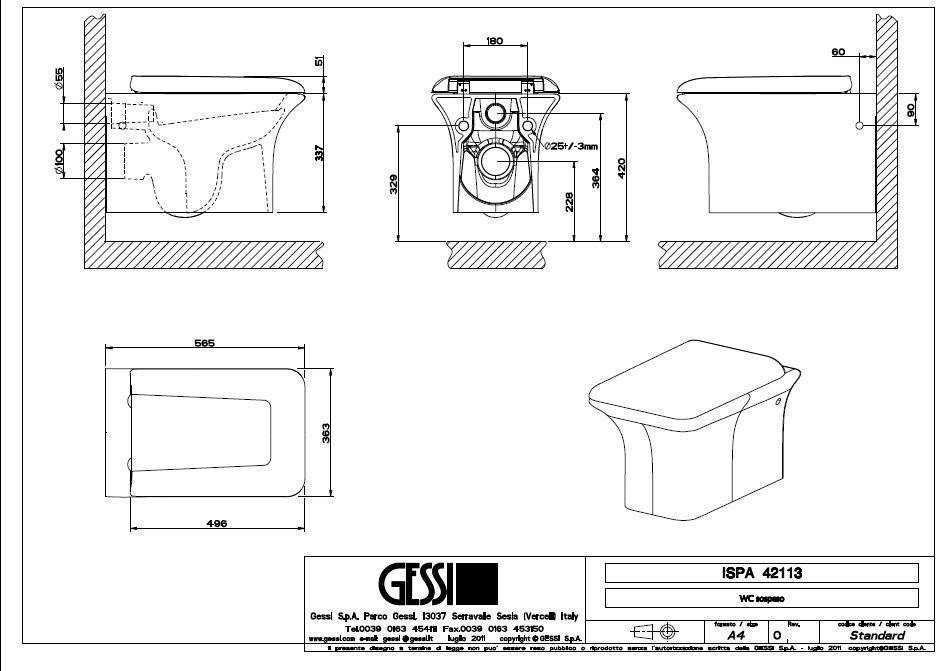 Подвесной унитаз Gessi Ispa 42113 518, купить в интернет-магазине ...