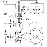 Grohe Euphoria System 310 26075GN0 Душевая система с термостатом, в ...