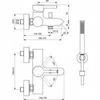 Ideal Standard CERALINE BC270XG Смеситель для ванны с душем (черный матовый)