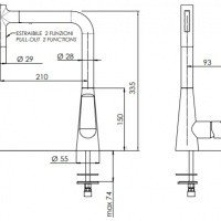 REMER Vanity V81M Высокий смеситель для кухни с вытяжным изливом (хром)