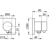 Keuco Ixmo 59549011102 Запорный вентиль с переключателем на 3 положения и подключением душевого шланга - внешняя часть (хром)