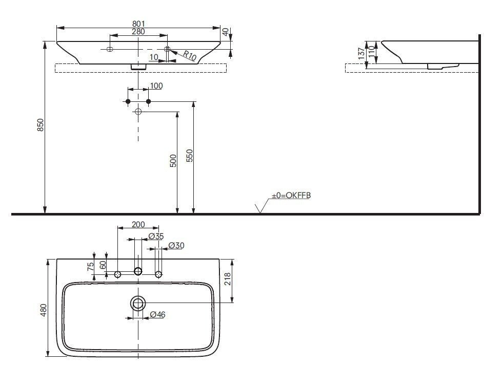 Раковина LW10416G TOTO MH 80х45 см, в магазине сантехники Сантехмаг.Ру