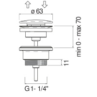 Nobili AV00110/11FLP Донный клапан | сливной гарнитур для раковины (чёрный глянцевый)