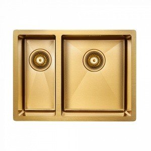 Paulmark ANNEX PM545944-BGR Мойка для кухни двойная правая 59*44 см (брашированное золото)