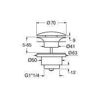GSI PVC15 Сливной гарнитур | донный клапан для раковины без перелива (ghiaccio матовый)