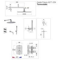 Giulini Futuro F8277-25X Душевая система с функцией наполнения ванны - комплект с термостатом (хром)