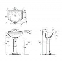SIMAS Arcade AR814*3 - Раковина для ванной комнаты 59*46 см | с тремя отверстиями для смесителя