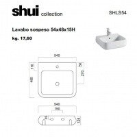 Cielo SHUI SHLS54: Раковина на 54 см, с отверстием под смеситель, возможна установка на мебель или столешницу.

