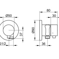 Keuco Ixmo 59548011201 Переключающий вентиль | дивертор на 3 положения с подключением душевого шланга и держателем душа - внешняя часть (хром)