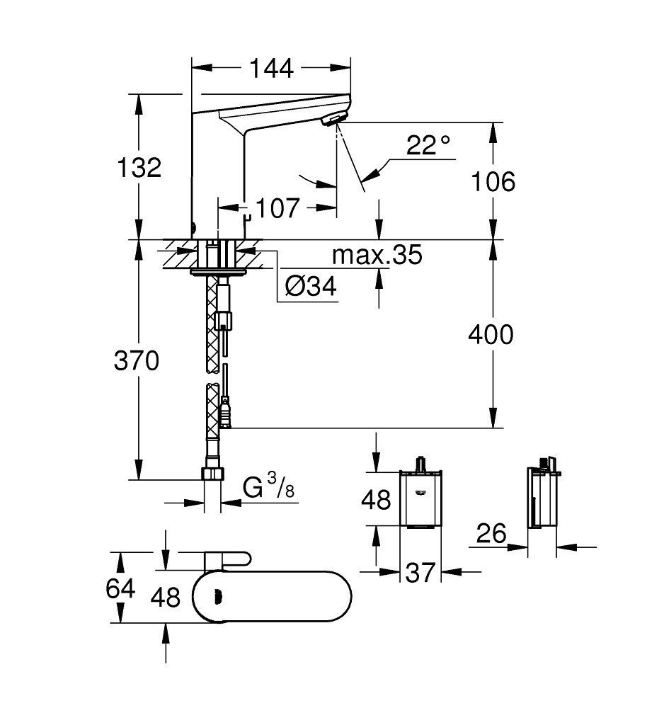 Grohe Eurosmart Cosmopolitan E 36327001 Бесконтактный смеситель для ...