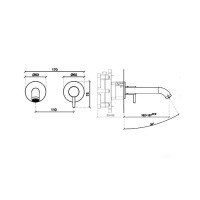 Almar WashBasin E210033.316 Настенный смеситель для раковины | внешняя часть (нержавеющая сталь шлифованная)
