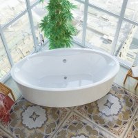 Акриловая ванна ALPEN Ventura 194 AVB0019, гарантия 10 лет, овальная форма, объём 310 литров, цвет - snow white (белоснежный)