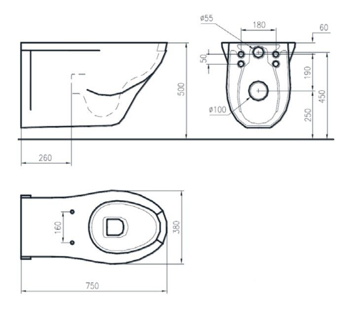NOFER H50 Унитаз подвесной для инвалидов, в интернет-магазине ...