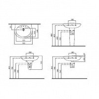 IDEAL Standard San Remo W428001 Раковина для ванной комнаты на 70 см, с одним отверстием для смесителя