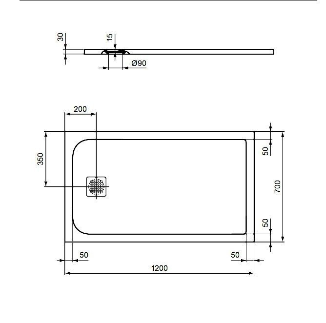 Душевой поддон K8230FR Ideal Standard Ultraflat S (белый), в интернет ...
