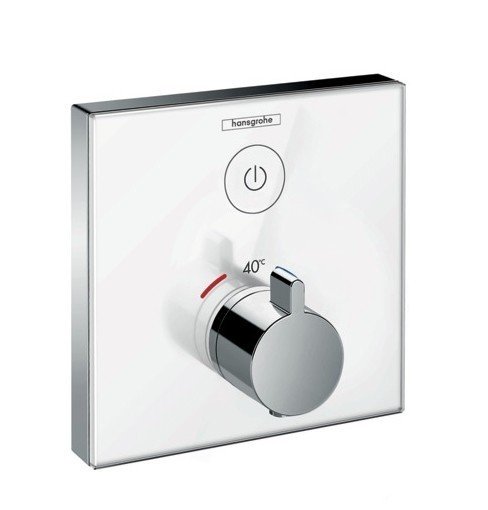 Термостатический смеситель для душа 15737400 Hansgrohe ShowerSelect Glass (белый, хром)