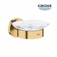GROHE Essentials 40444GN1 - Стеклянная мыльница в комплекте с настенным держателем (холодный рассвет - шлифованный)