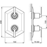 Cisal Cherie CF0192007C Термостат для ванны на 3 потребителя - внешняя часть (золото | черный матовый)